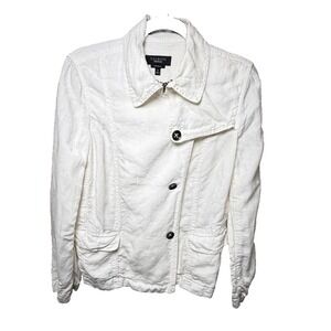 Talbots White Pure Irish Linen Jacket Womens 12 Lightweight Blazer Spring Summer